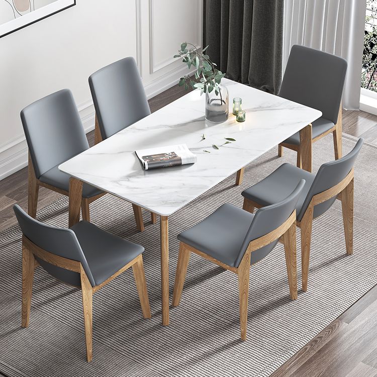 Sintered Stone White Tone Table Mid-Century Modern 4 Legs Table for Dining Room Clearhalo ' dining_table' 'Dining Tables & Seating' 'Dining Tables' 'furn' 'furn_dining_table' 'Furniture' 'furniture_dining_table' 'Kitchen & Dining Furniture' 'kitchen&dining_furn' 'kitchen' 'kitchen_dining_table' 1200x1200_9e58c1a4-2e55-453b-bff9-90eef339c230