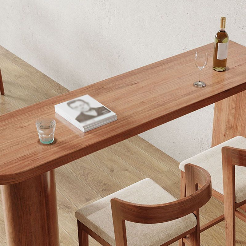 Pine Top Counter Table Wood Column Legs 42-inch Height Industrial Bar Table, Only Table Clearhalo 'Bar Furniture' 'Bar Tables' 'bar_tables' 'furn' 'furn_bar_tables' 'Furniture' 'furniture_bar_tables' 'Kitchen & Dining Furniture' 'kitchen&dining_furn' 'kitchen' 1200x1200_9e594a15-ef5c-4020-8c99-2d712c500fb6