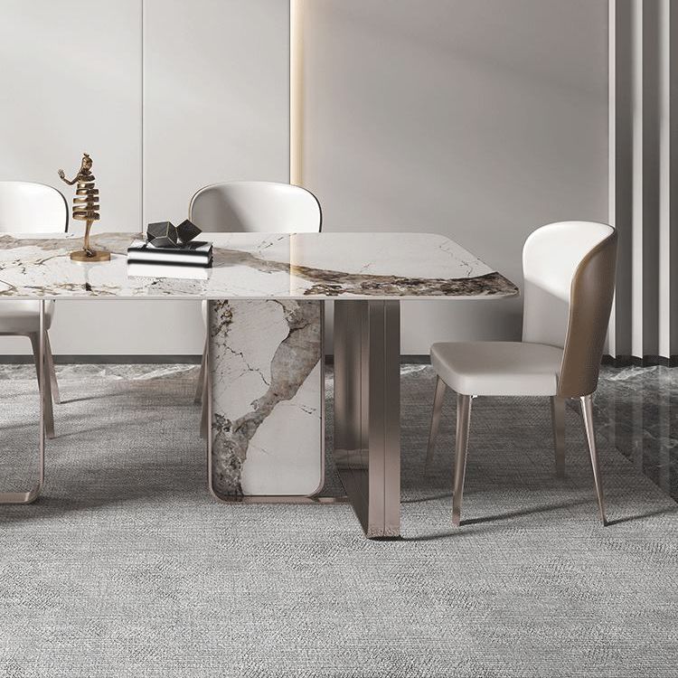 豪華な1/4/5/7ピース長方形のダイニングセット焼結ストーントップダイナーテーブルセット