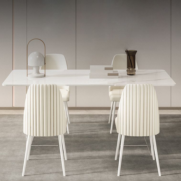 1/2/5/7 Pieces White Dining Set Sintered Stone Rectangle Dining Set with Leather Chairs Clearhalo 'Dining Room Sets' 'Dining Tables & Seating' 'dining_room_set' 'furn' 'furn_dining_room_set' 'Furniture' 'furniture_dining_room_set' 'Kitchen & Dining Furniture' 1200x1200_9e5a9808-32e5-41c5-bac3-81ed644a87c8