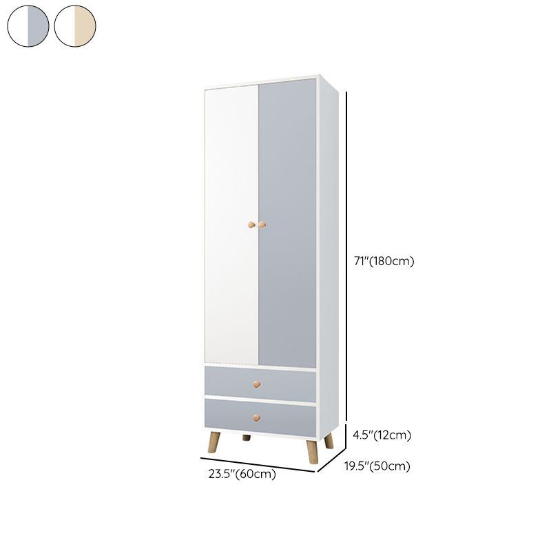 Bedroom Hinged Door Wardrobe with Wooden Legs Modern Cabinet with Clothes Rail Clearhalo 'Armoires & Wardrobes' 'armoires_wardrobes' 'Bedroom Furniture' 'furn' 'furn_armoires_wardrobes' 'Furniture' 1200x1200_9e5ae96b-5a30-4b68-9ca7-9e109214a032