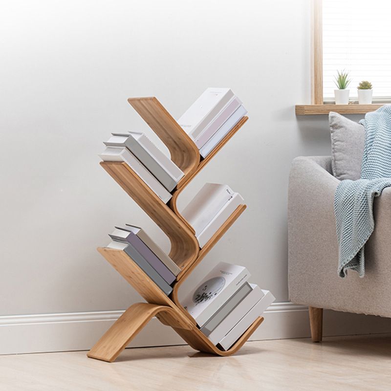 Urban Bamboo Shelf Bookcase Open Storage Vertical Bookshelf for Living Room