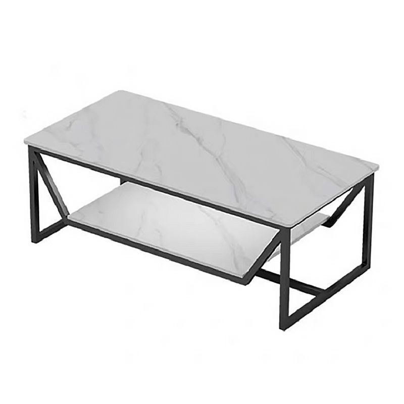 Slate Minimalist Coffee Table Trestle Coffee Table with Storage