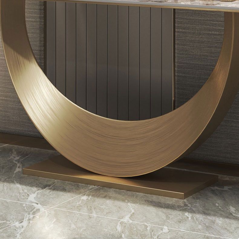 Glam Rectangle Console Accent Table Stone Console Sofa Table for Hall