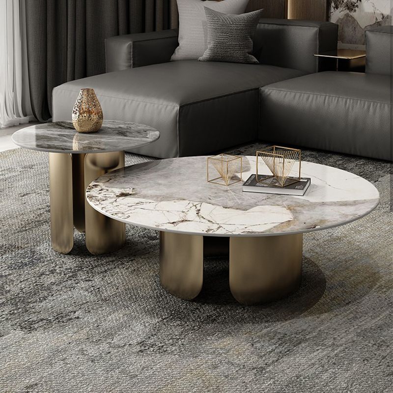 Round Coffee Table 3 Legs Slate Coffee Table Set with Metal Legs Clearhalo 'Coffee & Accent Tables' 'Coffee Tables' 'coffee_tables' 'furn' 'furn_coffee_tables' 'Furniture' 'Living Room Furniture' 1200x1200_9e606330-5a97-4b83-b02f-6b055593536c