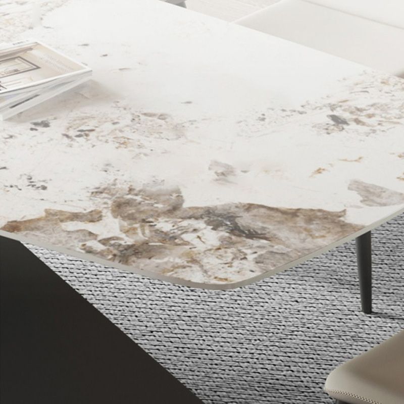 Industrial Style Rectangle Table Sintered Stone Dining Table with Metal Legs for Home Use Clearhalo 'Dining Tables & Seating' 'Dining Tables' 'dining_table' 'furn' 'furn_dining_table' 'Furniture' 'Kitchen & Dining Furniture' 1200x1200_9e677d8d-fb60-4f9c-9bc6-9caa6388b3a0