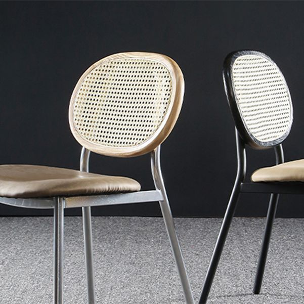 Contemporary Cane Back Chair Faux Leather Dining Side Chair for Indoor Clearhalo 'Dining Chairs' 'Dining Tables & Seating' 'dining_chair' 'furn' 'furn_dining_chair' 'Furniture' 'furniture_dining_chair' 'Kitchen & Dining Furniture' 1200x1200_9e689faf-3b94-45cc-8f44-00b5d7b66cf9