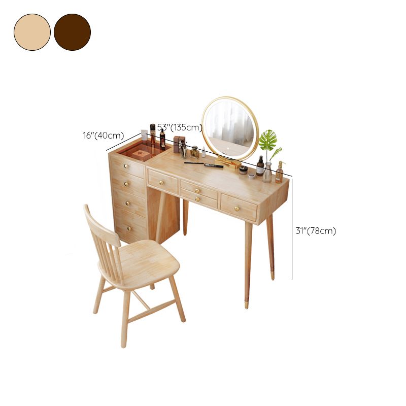 Tocador escandinavo con cajones de madera maciza contador de maquillaje