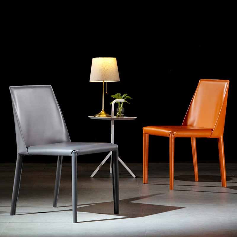 Designer Style Restaurant Solid Back Side Chair Saddle Leather Dining Chair Clearhalo ' kitchen&dining_furn' 'Dining Chairs' 'Dining Tables & Seating' 'dining_chair' 'furn' 'furn_dining_chair' 'Furniture' 'furniture_dining_chair' 'Kitchen & Dining Furniture' 'kitchen' 1200x1200_9e69d8de-c52c-44f1-97ce-f4f61f5f8bf1