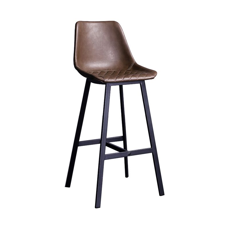 Industrial Metal Low Back Barstool Simple Indoor Tall Stool with Leather Seat Clearhalo 'Bar Furniture' 'Bar Stools' 'bar_stools' 'furn' 'furn_bar_stools' 'furniture_bar_stools' 'Kitchen & Dining Furniture' 'kitchen&dining_furn' 'kitchen' 'kitchen_furn' Furniture' 1200x1200_9e6a6f9b-ddf4-4dd9-957b-db8b5f7a6ed4
