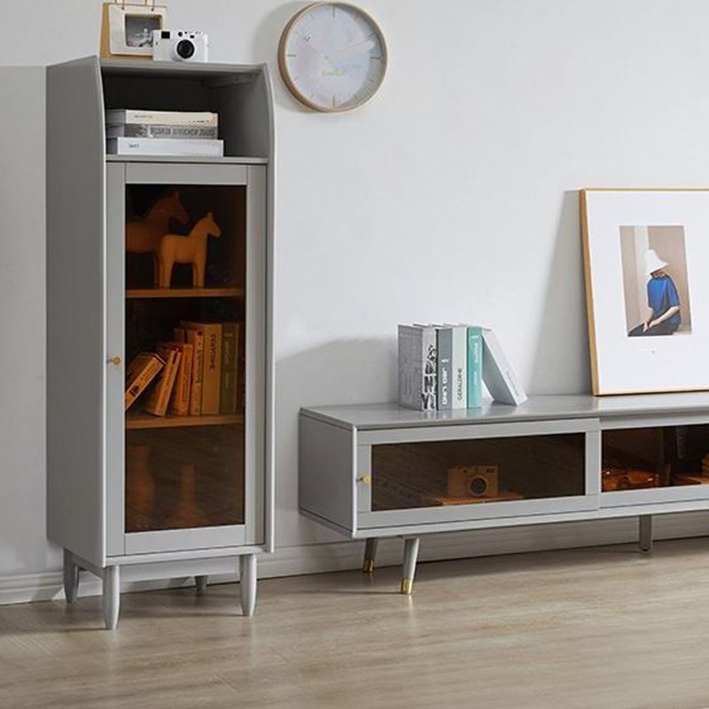 17.7 "brede massief houten accentkast 1 - plank en 1 - deurglas in paned borst