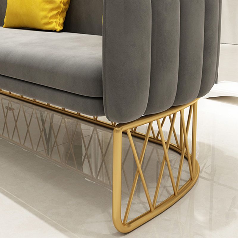 Strakke achterste fluwelen bank met kussens voor appartement 25,59 "breed