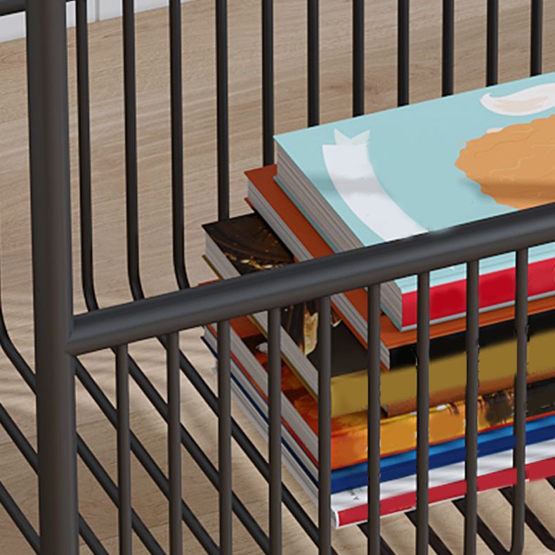 Contemporary Rectangular Side Table Metal 4 Legs End Table with Shelf