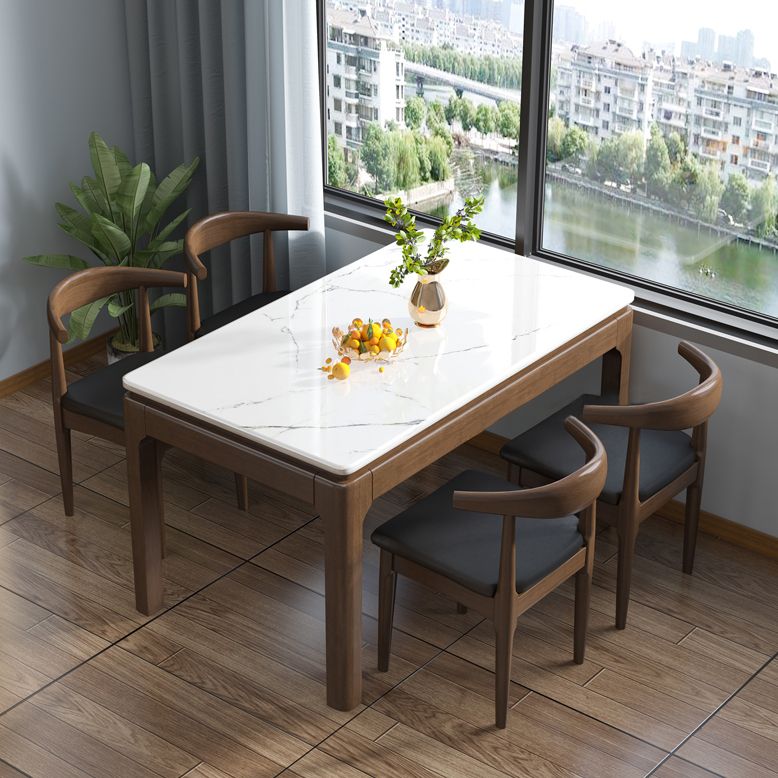 Marble Dining Table Mid-Century Style 4 Legs Base Rectangle Table for Home Clearhalo ' dining_table' 'Dining Tables & Seating' 'Dining Tables' 'furn' 'furn_dining_table' 'Furniture' 'furniture_dining_table' 'Kitchen & Dining Furniture' 'kitchen&dining_furn' 'kitchen' 'kitchen_dining_table' 1200x1200_9e6f4688-1008-4e57-a295-054a503a52a0