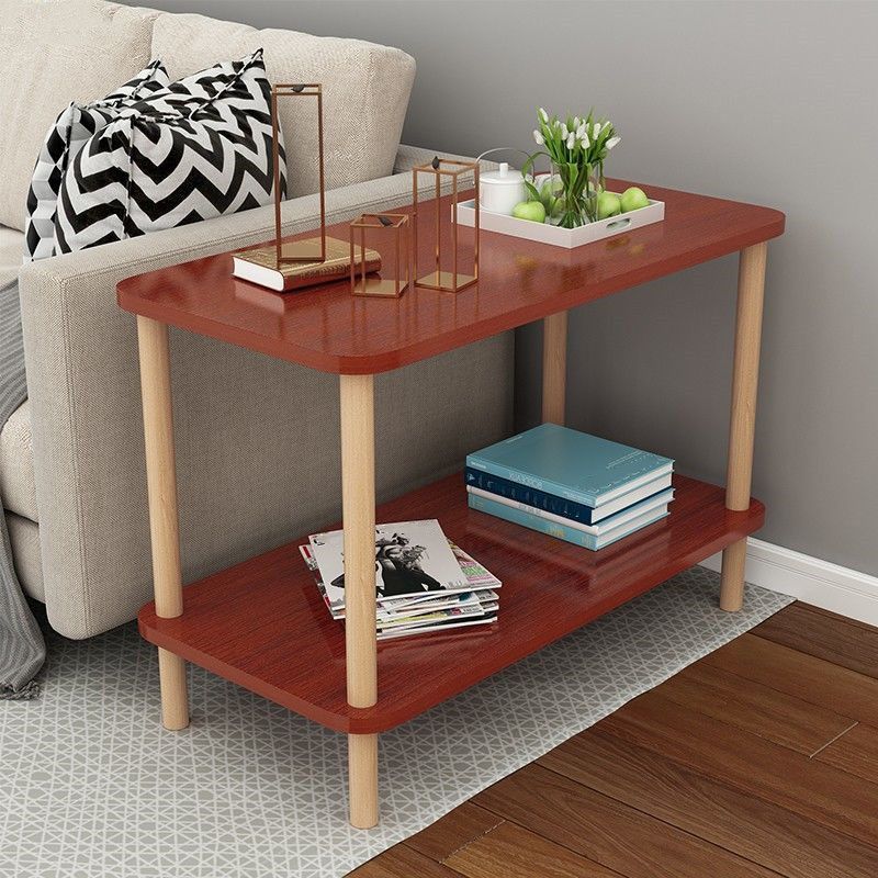 Cocktail Table Artificial Wood White/black/wood/red Square Coffee Table