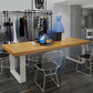 Metal Industrial Rectangle Dining Table Pine Solid Wood Top Table with Sled Base Clearhalo ' dining_table' 'Dining Tables & Seating' 'Dining Tables' 'furn' 'furn_dining_table' 'Furniture' 'furniture_dining_table' 'Kitchen & Dining Furniture' 'kitchen&dining_furn' 'kitchen' 'kitchen_dining_table' 1200x1200_9e722607-4dc1-4ef4-a497-fa5f423e1c81