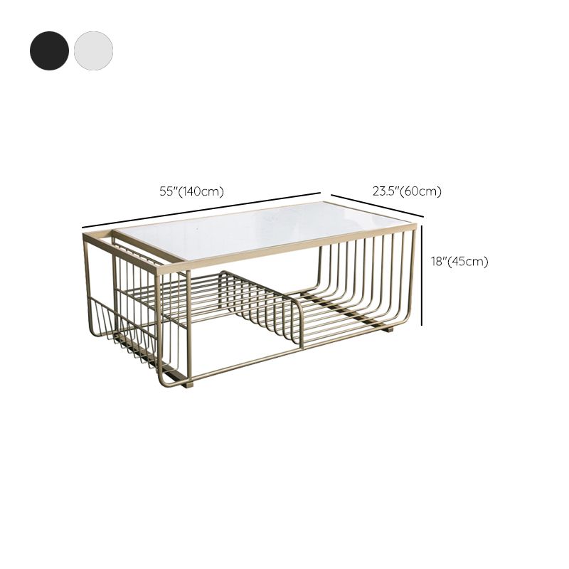 Table basse Frame Table de cocktail en marbre Glam avec étagère