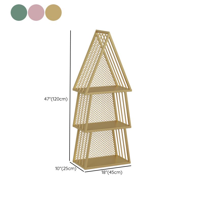Scandinavian Antique Finish Shelf Bookcase Metal Geometric Bookshelf with Shelves