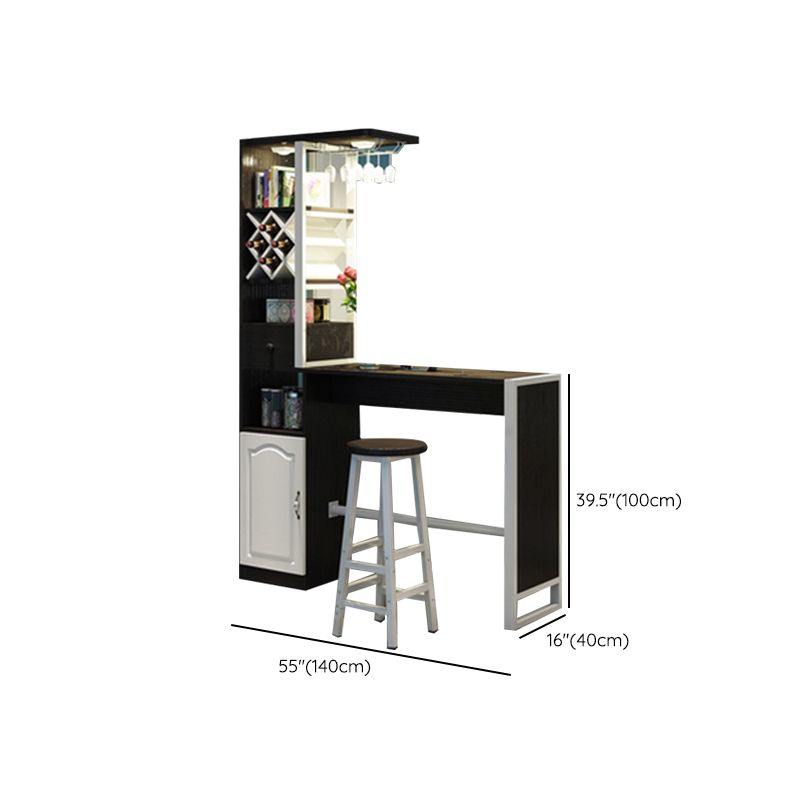 Contemporary Style 1/2 Pieces Wood Rectangular Bar Table Set for Dining Room