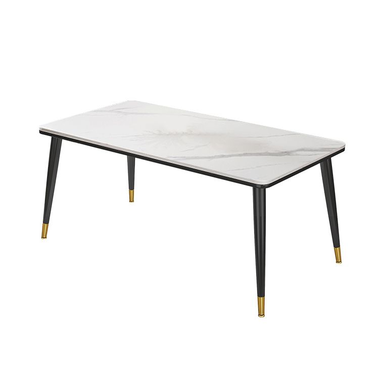 Modern Fixed Sintered Stone Dining Room Table with 4 Metallic Legs Kitchen Dining Set Clearhalo 'Dining Room Sets' 'Dining Tables & Seating' 'dining_room_set' 'furn' 'furn_dining_room_set' 'Furniture' 'furniture_dining_room_set' 'Kitchen & Dining Furniture' 'kitchen&dining_furn' 'kitchen' 1200x1200_9e7d45e6-6b74-4112-8e96-ac41dee82170