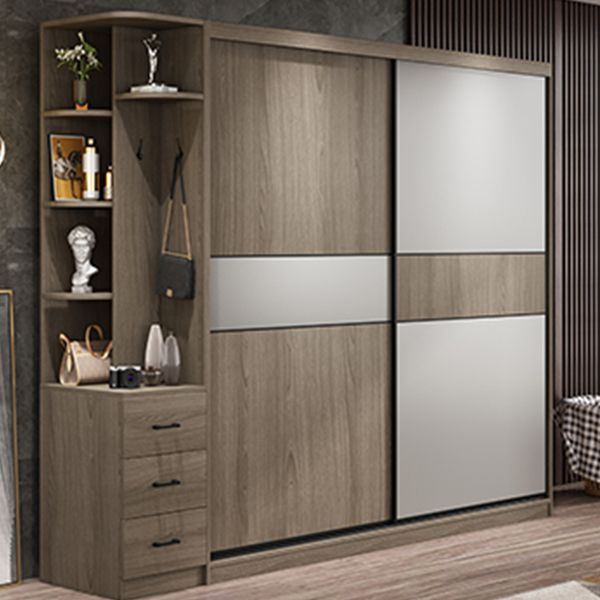 Freestanding Solid Wood Wardrobe Armoire Contemporary Wardrobe with Drawer
