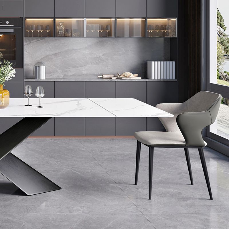 Modern Rectangle Sintered Stone Table Set 1/4/5 Pieces Dining Set Clearhalo 'Dining Room Sets' 'Dining Tables & Seating' 'dining_room_set' 'furn' 'furn_dining_room_set' 'Furniture' 'Kitchen & Dining Furniture' 1200x1200_9e7f84bd-e690-4e43-8aff-44f8f9fe8502