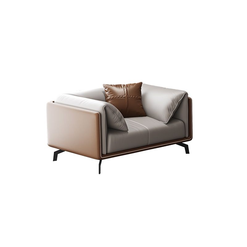 Contemporary Genuine Leather Pillow Top Arm Sofa for Living Room, Apartment Clearhalo 'furn' 'furn_sofas' 'Furniture' 'furniture_sofas' 'kitchen' 'kitchen_sofas' 'Living Room Furniture' 'Sofa' 'sofas' 1200x1200_9e80bee3-f7ee-40fe-b9dd-d21579f58899