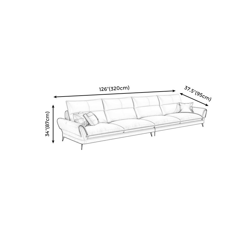 Modern Cream Genuine Leather Sofa Pillow Top Arm Sectional for Apartment Clearhalo 'furn' 'furn_sectionals' 'Furniture' 'furniture_sectionals' 'kitchen' 'kitchen_sectionals' 'Living Room Furniture' 'Sectionals' 1200x1200_9e820b63-fb34-4a22-b48a-6c36c431b510