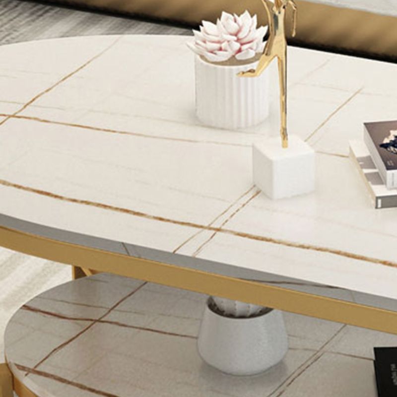 Table basse de table basse ovale en ardoise Glam avec rangement