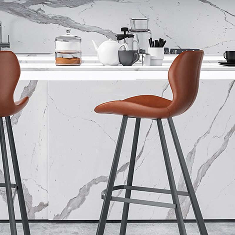 Faux Leather Dining Stool Upholstered Bar Stool with Metal Base Clearhalo 'Bar Furniture' 'Bar Stools' 'bar_stools' 'furn' 'furn_bar_stools' 'Furniture' 'Kitchen & Dining Furniture' 1200x1200_9e84710b-1c5a-4c6a-85f8-6731e1be35b1