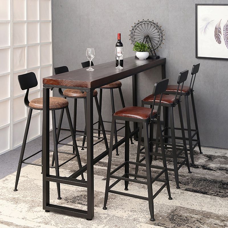 Industrieller Bistro-Bartisch aus massivem Holz, rechteckiger Bartisch mit Metallgestell