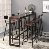Industrial Solid Wood Bistro Bar Table Rectangle Metal Base Bar Table