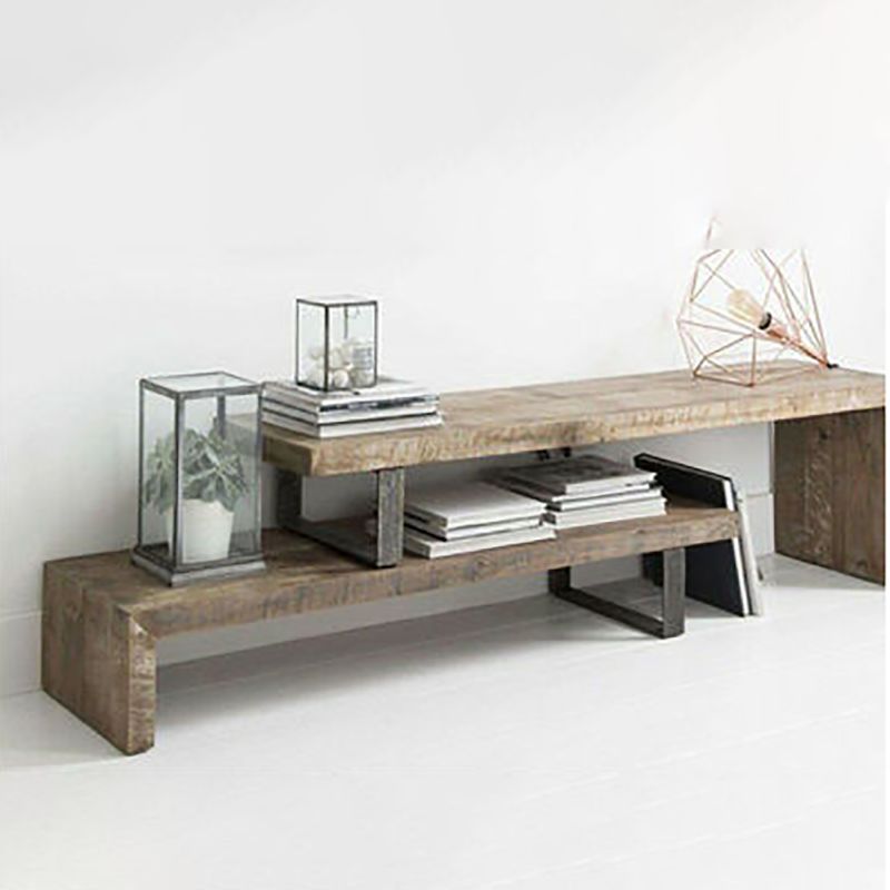 17.72"H TV Stand Open Storage Industrial Style TV Console with 2-shelf Clearhalo 'furn' 'furn_tv_stands_entertainment_centers' 'Furniture' 'Living Room Furniture' 'TV Stands & Entertainment Centers' 'TV Stands & Media Storage Furniture' 'tv_stands_entertainment_centers' 1200x1200_9e85f357-8660-47dd-bb22-7df7a2fc4559