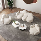 Skandinavischer 29,92 "breites Wollholz -Rahmensofa in Weiß für Wohnzimmer