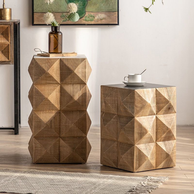 Sqaure Pine Drum Side Table Rustic Natural 14.37" Wide End Table Clearhalo 'Coffee & Accent Tables' 'End & Side Tables' 'end_side_tables' 'furn' 'furn_end_side_tables' 'Furniture' 'Living Room Furniture' 1200x1200_9e89e675-49bf-4d0f-9b98-0c8e37c9f05d