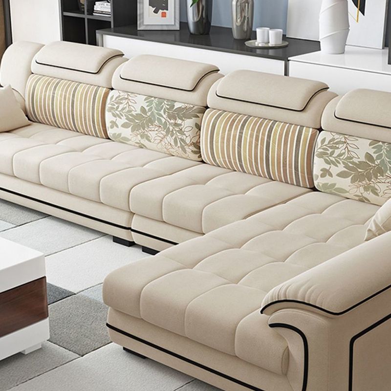 Cream Contemporary Pillow Top Arm Sectional for Living Room, Apartment Clearhalo 'furn' 'furn_sectionals' 'Furniture' 'furniture_sectionals' 'kitchen' 'kitchen_sectionals' 'Living Room Furniture' 'Sectionals' 1200x1200_9e8ac244-8b9f-470a-a03b-181300c4f16f