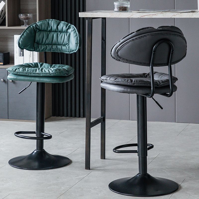 Industrial Metal Adjustable Swivel Barstool Patio Bar Stool with Cushion