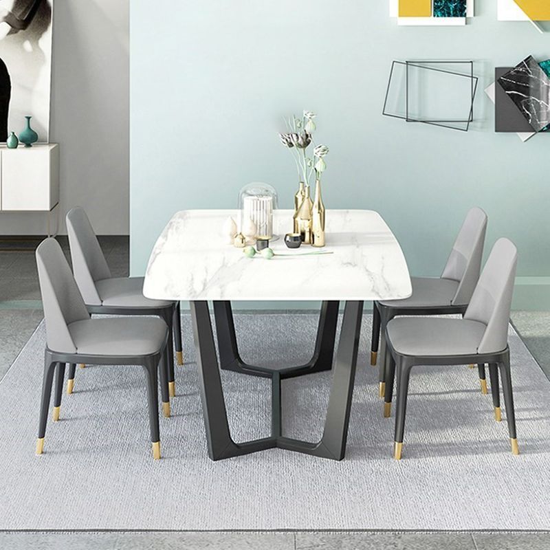 Traditional Luxury Dining Table Sintered Stone Table with Gold Frame for Home Clearhalo 'Dining Tables & Seating' 'Dining Tables' 'dining_table' 'furn' 'furn_dining_table' 'Furniture' 'Kitchen & Dining Furniture' 1200x1200_9e8fdec9-b8c9-4433-9d31-49f39654c905