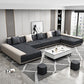 Faux Ledersofa & Chaise mit Kissen modern u Sofa in Grau - 29,53 "H.