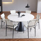 Round Stone Dining Table Modern Turntable White-black Furniture with Pedestal Base