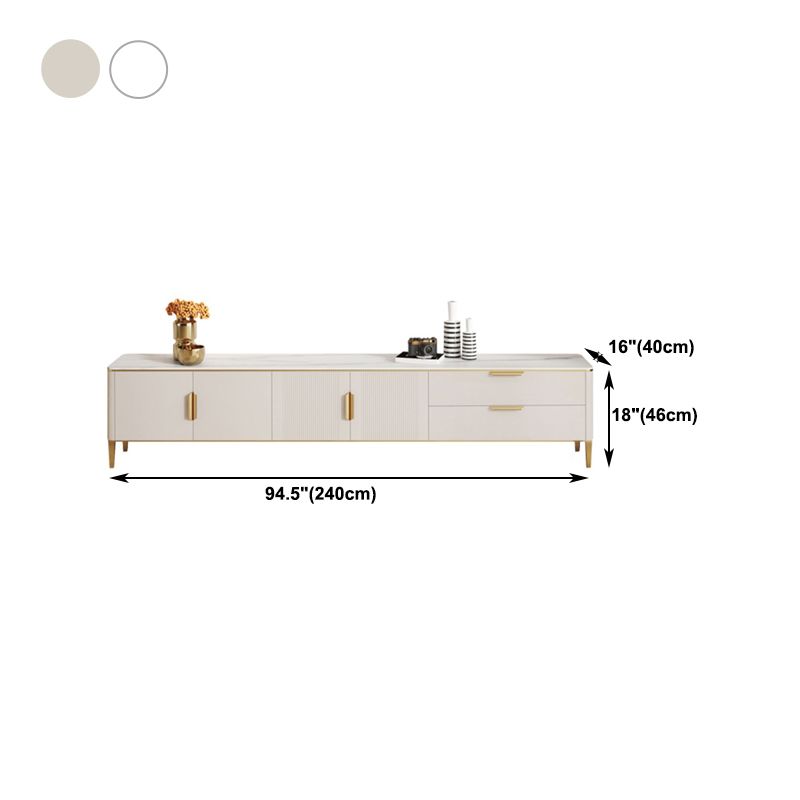 Singer de la consola de televisión de piedra sinterizada casera escandinava de televisión con patas de metal