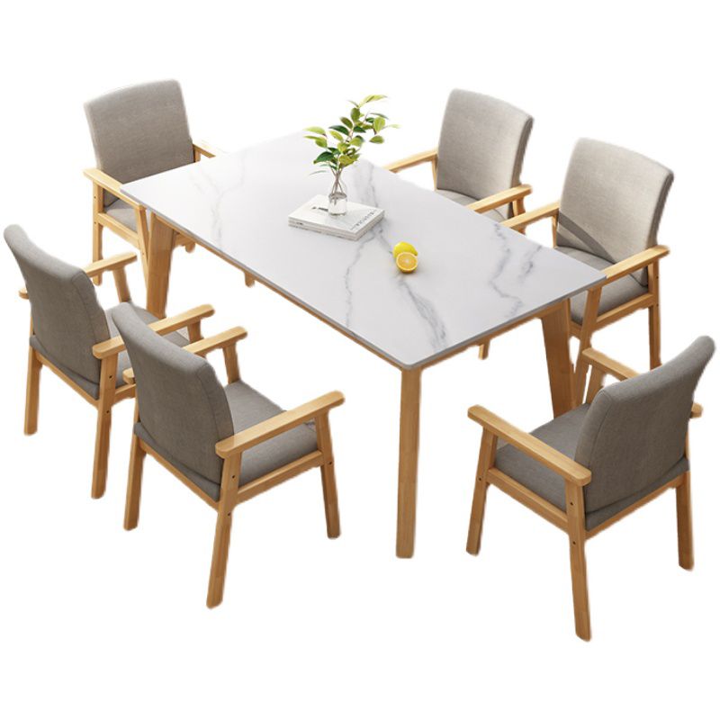 Minimalist Sintered Stone Top Kitchen Dining Set White Standard Dining Set with 4 Legs Table Clearhalo 'Dining Room Sets' 'Dining Tables & Seating' 'dining_room_set' 'furn' 'furn_dining_room_set' 'Furniture' 'furniture_dining_room_set' 'Kitchen & Dining Furniture' 'kitchen&dining_furn' 'kitchen' 1200x1200_9e91b651-32a5-4ac7-ae1d-e593b4fc30ae