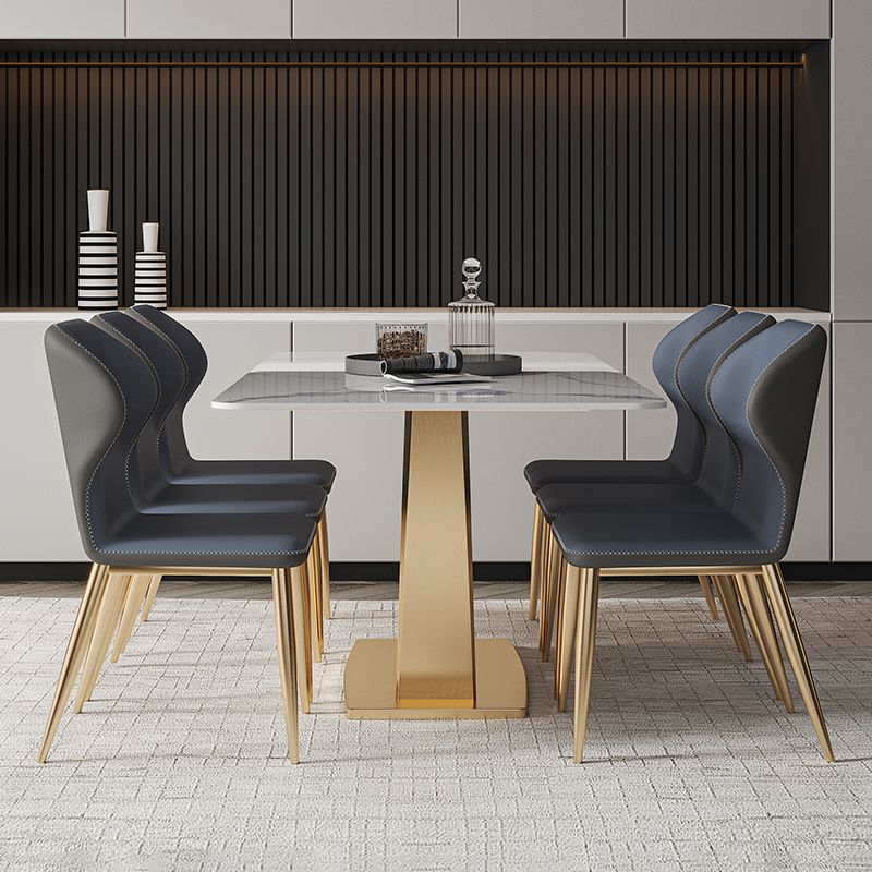 Nordic Glam Rectangle Sintered Stone Dining Table Set 1/4/5/7 Pieces Dining Set Clearhalo 'Dining Room Sets' 'Dining Tables & Seating' 'dining_room_set' 'furn' 'furn_dining_room_set' 'Furniture' 'furniture_dining_room_set' 'Kitchen & Dining Furniture' 1200x1200_9e930674-03ac-4769-a944-cea9e464e518