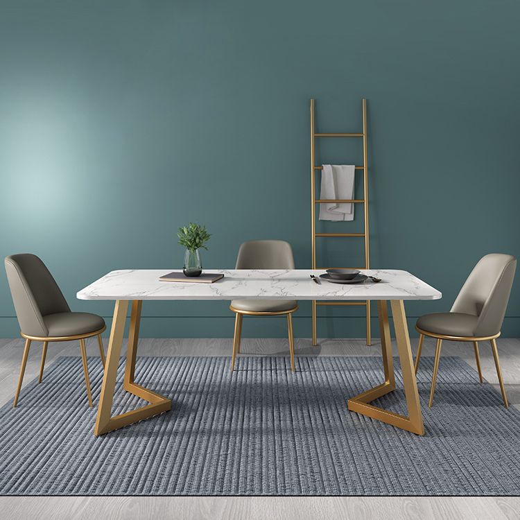 Fixed Sintered Stone Dining Room Set with Metallic 4 Legs Table Dining Room Furniture for Home Clearhalo 'Dining Room Sets' 'Dining Tables & Seating' 'dining_room_set' 'Furniture' 'furniture_dining_room_set' 'Kitchen & Dining Furniture' 'kitchen&dining_furn' 'kitchen' 1200x1200_9e94f478-8a0a-4002-9571-570d09437fd8