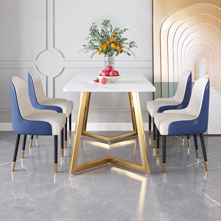 Glam Iron Dinette Set 1/2/5/6 Pieces Rectangle White Sintered Stone Top Dining Table Set Clearhalo 'Dining Room Sets' 'Dining Tables & Seating' 'dining_room_set' 'furn' 'furn_dining_room_set' 'Furniture' 'furniture_dining_room_set' 'Kitchen & Dining Furniture' 1200x1200_9e96170e-b56e-45f3-a76c-c0631f2370ce