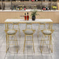1/7 Pieces Glam Iron Bistro Set Rectangle Bar Table Set with White Stone Top