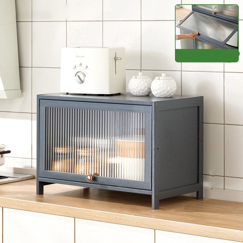 Puertas de vidrio gris Servidor de comedor Servidor de bambú contemporáneo para cocina