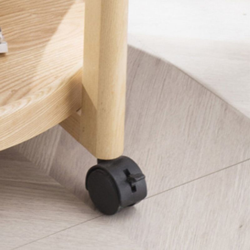 Tavolo da parte superiore del vassoio rotondo scandinavo Tavolino in legno 3 gambe con scaffale