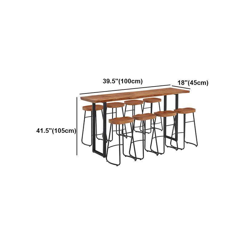 Brown Modern Style Table in Solid Wood and Metal Balcony Bar Table Clearhalo 'Bar Furniture' 'Bar Tables' 'bar_tables' 'Furniture' 'furniture_bar_tables' 'Kitchen & Dining Furniture' 1200x1200_9e97aecf-d93a-47f4-b64a-1865fc80a28b