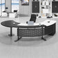 Half Circle Shaped Slate Office Desk White and Black Writing Desk for Office